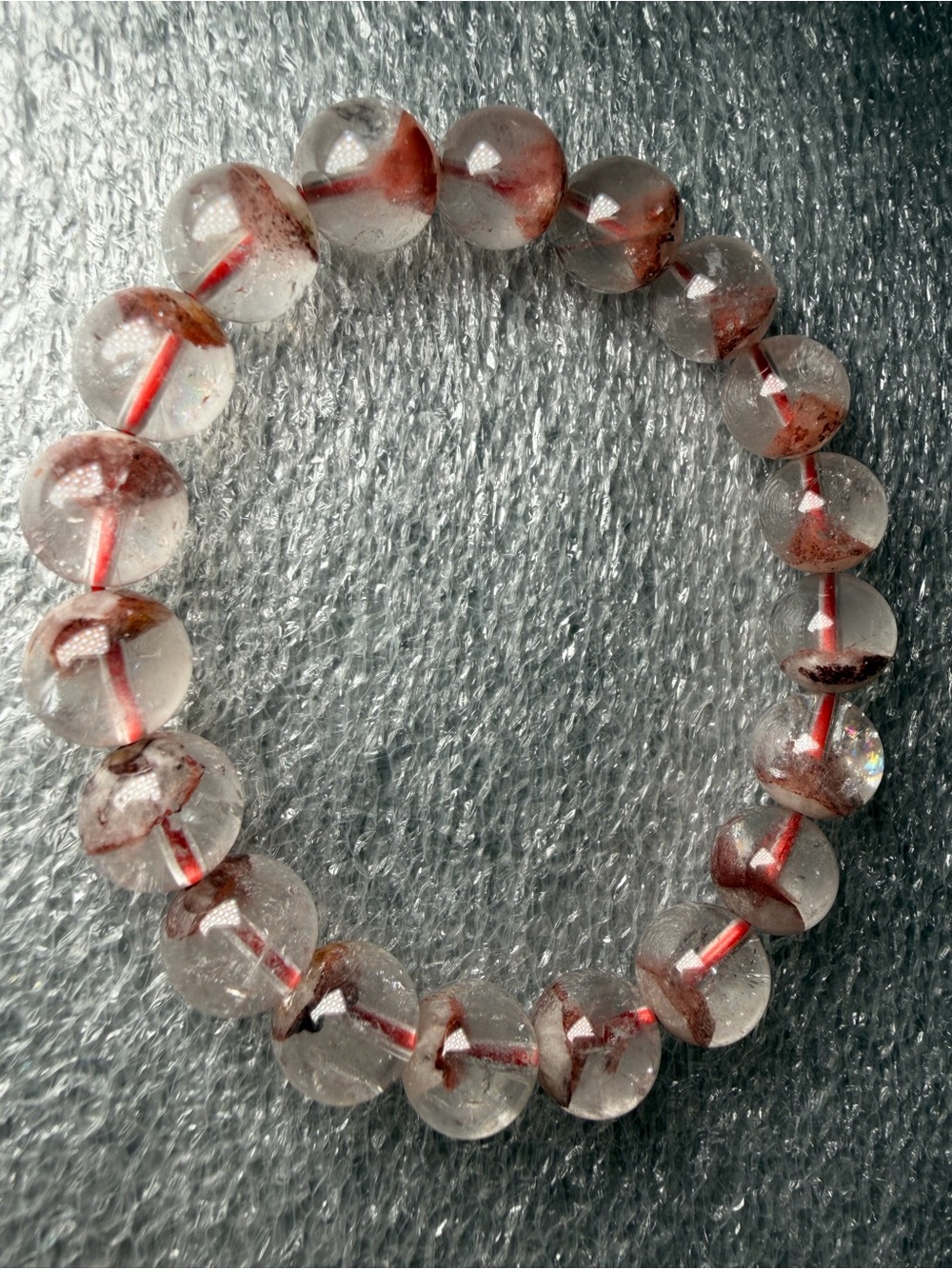 High Quality 10MM Red Phantom Pyramid Quartz Natural Crystal Bracelet
